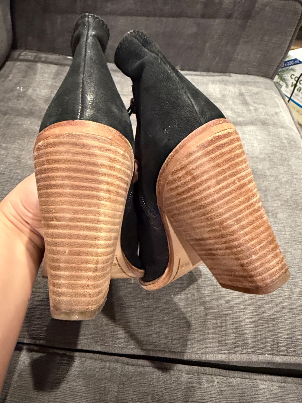 Vince Camuto Womens Black Open-Toe Block Heel Booties Size 8M - Picture 3 of 9